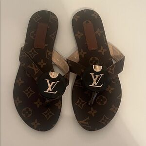 Louis Vuitton Black and Brown Monogram Sandals